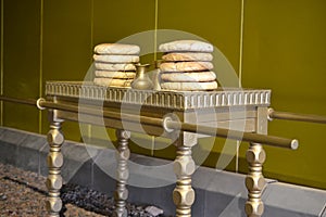 Table with show bread, Model of Tabernacle, tent of meeting in Timna Park, Negev desert, Eilat, Israel