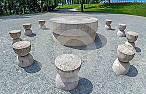 The Table of Silence made by Constantin Brancusi in Targu Jiu, Romania