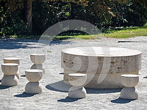 The table of silence, a work by Romanian sculptor Constantin Brancusi