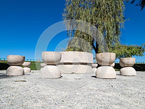 The table of silence, a work by Romanian sculptor Constantin Brancusi