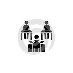 Table sitting trainer icon. Simple business indoctrination icons for ui and ux, website or mobile application