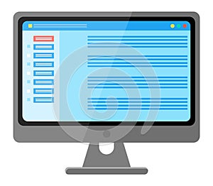 Table software computer screen with financial accounting data, database, information site page