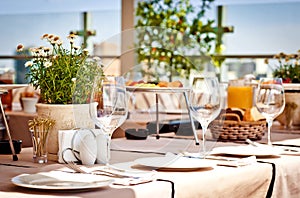 Table at summer terrace