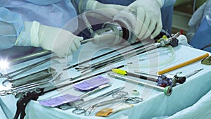 A table of surgical nurse during an operation