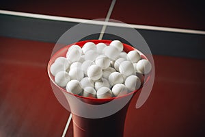 Table tennis balls in the robot agitator photo