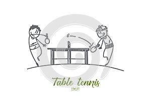 Table tennis concept. Hand drawn isolated vector.