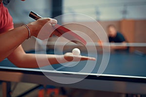 Table tennis, male and female ping pong players