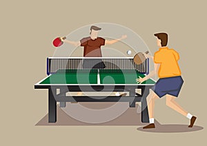 Table Tennis Mens Singles Vector Illustration