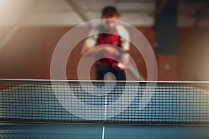 Table tennis net, selective focus