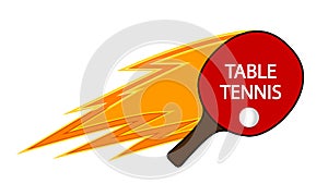 Table Tennis PING PONG rackets and ball is on fire