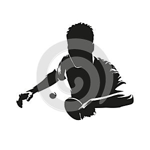 Table tennis player, isolated vector silhouette, man playing ping pong