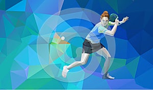 Table tennis player triangle polygonal low poly vector illustration