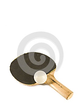 Table tennis racket with ping pong ball