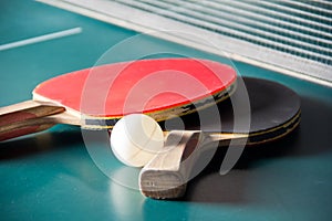 Table tennis rackets with ball