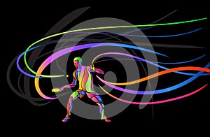 Table tennis sport. Ping pong abstract colorful player