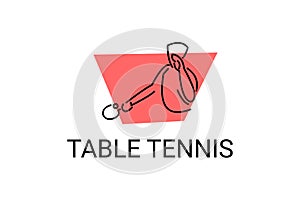 table tennis sport vector line icon. playing table tennis.