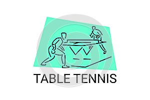 table tennis sport vector line icon. playing table tennis.