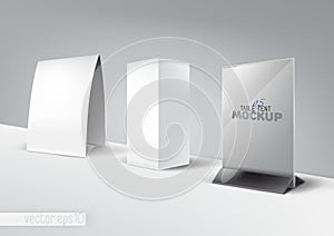 Table tent tabe stand, menu, card, advertising mockup set