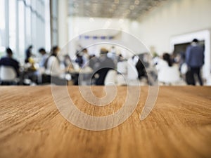 Table top with blur people Business meeting seminar