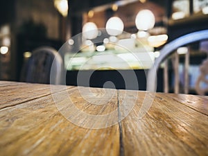 Table top with Blurred Bar Restaurant background