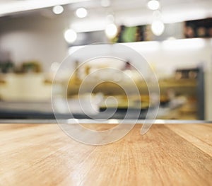 Table top with blurred kitchen background