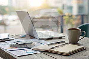 Table top with blurred office background