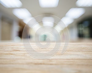 Table top with Blurred Office space Interior