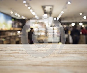 Table top with Blurred Retail shop Interior background