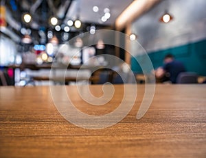 Table Top Cafe Coffee shop Interior restaurant with people Blur background