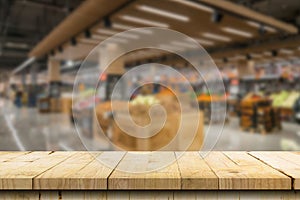 Table top counter with Blur Shelf display interior of Retail shop background