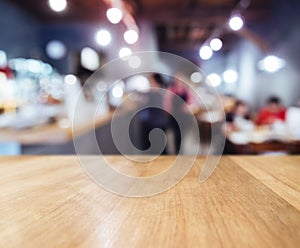 Table top counter Blurred Bar restaurant background with people