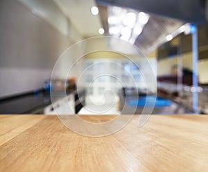 Table top Counter with Blurred Kitchen Interior background