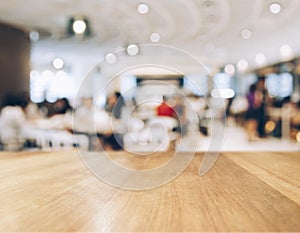 Table top Counter with Blurred People in Restaurant