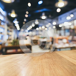 Table top Counter with Blurred Retail shop Background