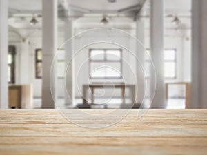 Table top counter with Interior Loft space background