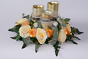 Table Top Display Floral Arrangement and Candles