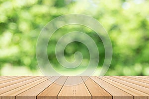 Table top on green blurred background