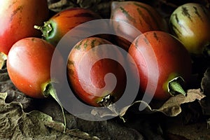 A COLLECTION OF RED TREE TOMATO FRUIT