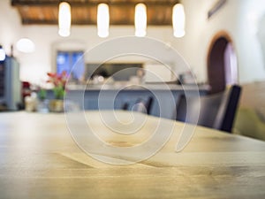 Table Top with Restaurant Counter Bar cafe background