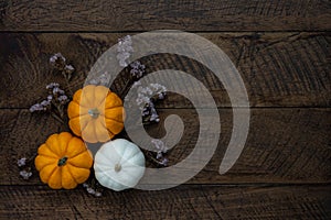 Table top view aerial image of decoration Happy Halloween or Thanksgiving day