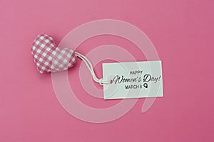 Table top view aerial image of decorations for international women`s day  holiday concept background.Flat lay sign of season the