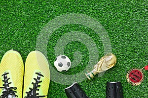 Table top view aerial image soccer or football season background.