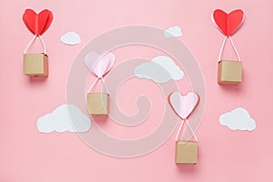 Table top view image of decoration valentine`s day background concept.