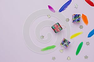 Table top view of Merry Christmas decorations & Happy new year ornaments concept
