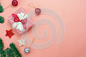 Table top view of Merry Christmas decorations & Happy new year ornaments concept