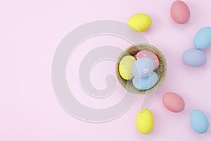 Table top view shot of arrangement decoration Happy Easter