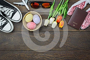 Table top view shot of decoration Happy Easter