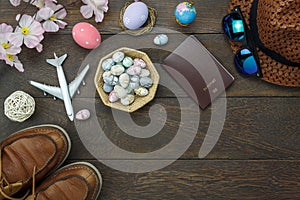 Table top view shot of decoration Happy Easter holiday