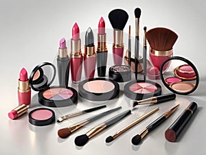 A Table Topped With Lots Of Different Types Of Makeup. Generative AI