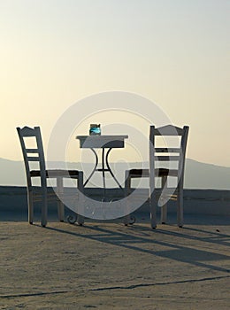 Table and two chairs